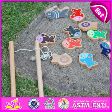 2015 Kids Wooden Magnetic Colorful Educational Fishing Toy, DIY Wooden Magnetic Fishing Toy, Cheap Wooden Fishing Game Toy W01A071